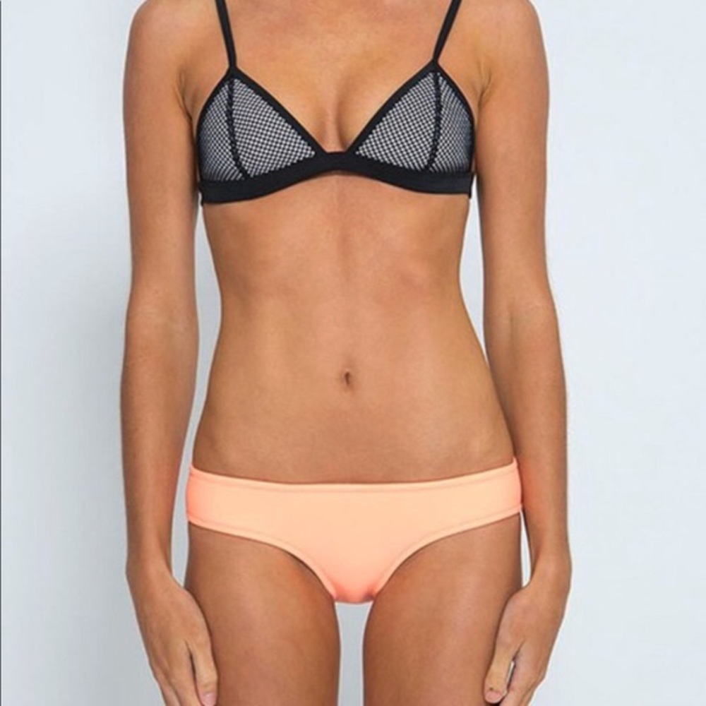 neon peach triangl bikini bottom